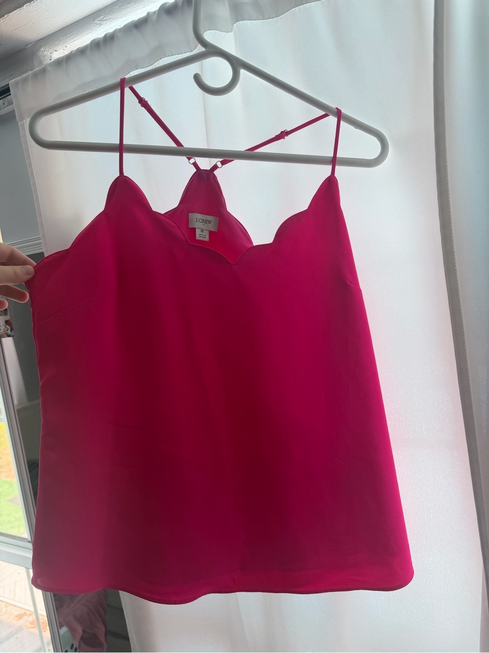 J. Crew Bright Fuchsia Scallop-Edge Camisole